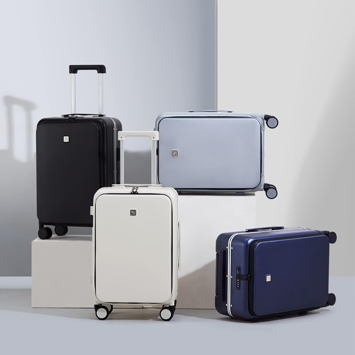 Hanke Upgrade 24" Checked In Suitcase with Front Laptop Pocket, Rolling Luggage with Spinner Wheels and TSA Lock,Aluminum Frame PC Hardside Travel Luggage for woman man, 24-inch Smoke White - Image 9